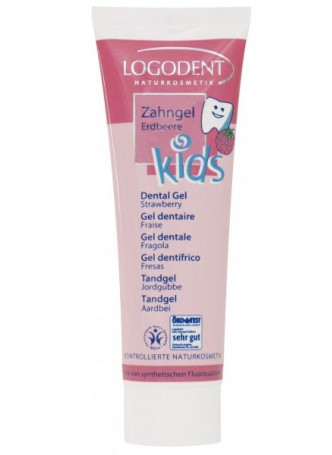 Детская гелевая зубная паста с натуральным ароматом земляники Логодент