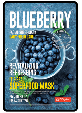 Маска для лица тканевая ГОЛУБИКА It's Real Superfood Mask BLUEBERRY, 25 мл
