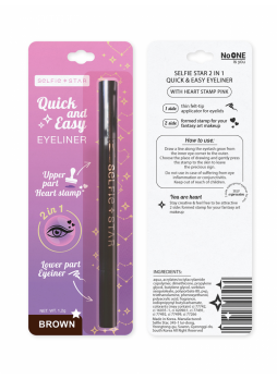 Подводка для глаз КОРИЧНЕВАЯ со штампом ЗВЕЗДА 2 in 1 Selfie Star Quick & Easy Eyeliner Star stamp Brown, 1,2 г