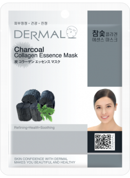 Маска для лица тканевая КОЛЛАГЕН и ДРЕВЕСНЫЙ УГЛОЛЬ Charcoal Collagen Essence Mask Soothing, 23 мл
