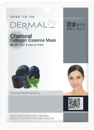 Маска для лица тканевая КОЛЛАГЕН и ДРЕВЕСНЫЙ УГЛОЛЬ Charcoal Collagen Essence Mask Soothing, 23 мл