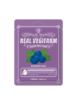 Маска для лица питательная интенсивного увлажнения ЧЕРНИКА Super Food Real Vegifarm Double Shot Mask Blueberry, 23 мл