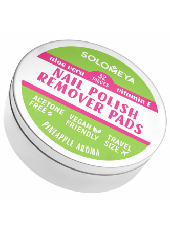 Салфетки для снятия лака БЕЗ АЦЕТОНА Solomeya Nail Polish Remover Pads Acetone Free, 32 шт.