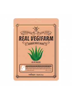 Маска для лица питательная успокаивающая АЛОЭ Super Food Real Vegifarm Double Shot Mask Aloe, 23 мл