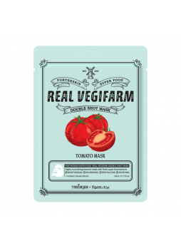 Маска для лица питательная отбеливающая ТОМАТ Super Food Real Vegifarm Double Shot Mask Tomato, 23 мл