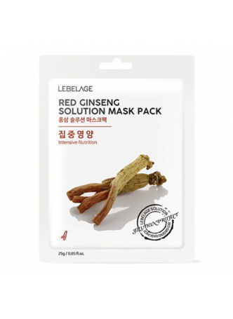 Маска для лица тканевая КРАСНЫЙ ЖЕНЬШЕНЬ Red Ginseng Solution Mask, 25 г